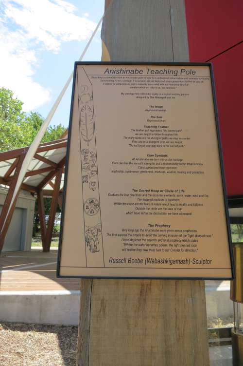 Plaque describing one of the Anishinabe Teaching Poles